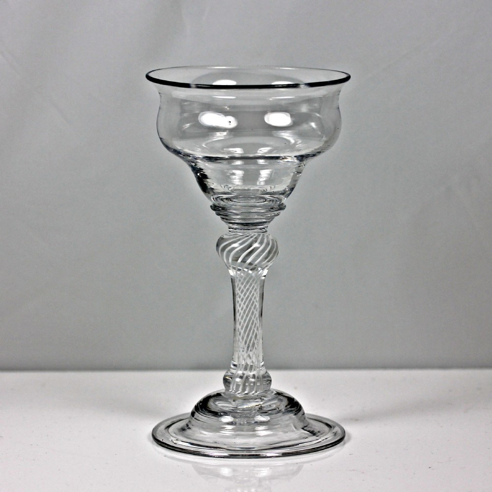 Georgian multi spiral opaque twist stem champagne or sweetmeat glass