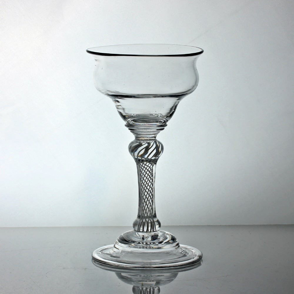 Georgian multi spiral opaque twist stem champagne or sweetmeat glass View III