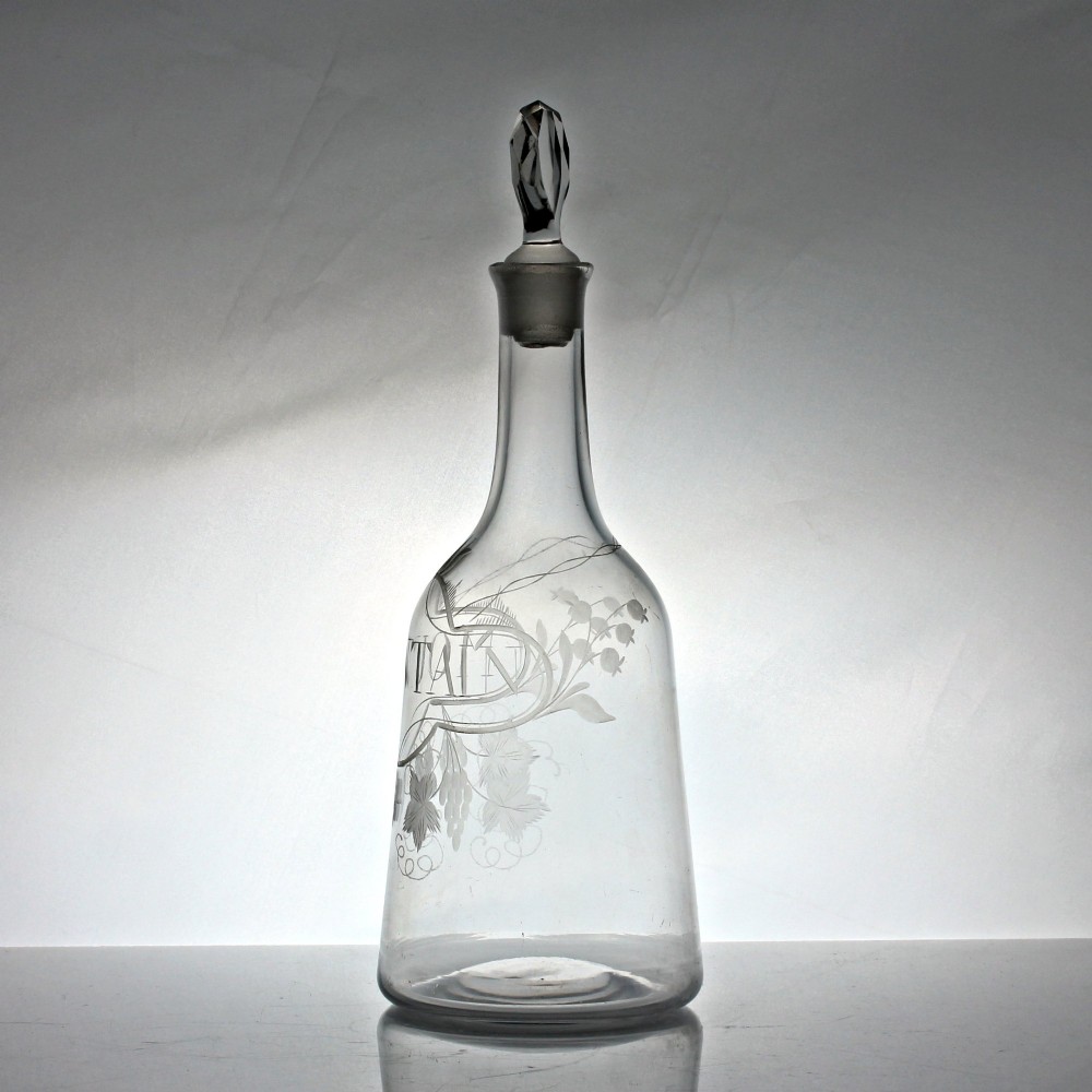 Georgian sugarloaf decanter with engraved faux label for 
