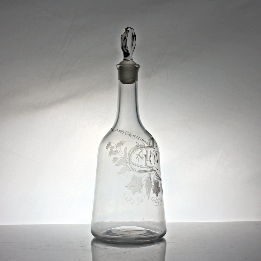 Georgian sugarloaf decanter with engraved faux label for 
