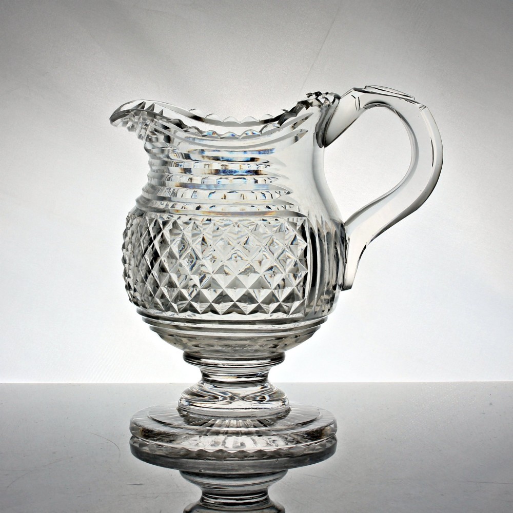 Georgian, Anglo-Irish hand-blown, cut glass water jug