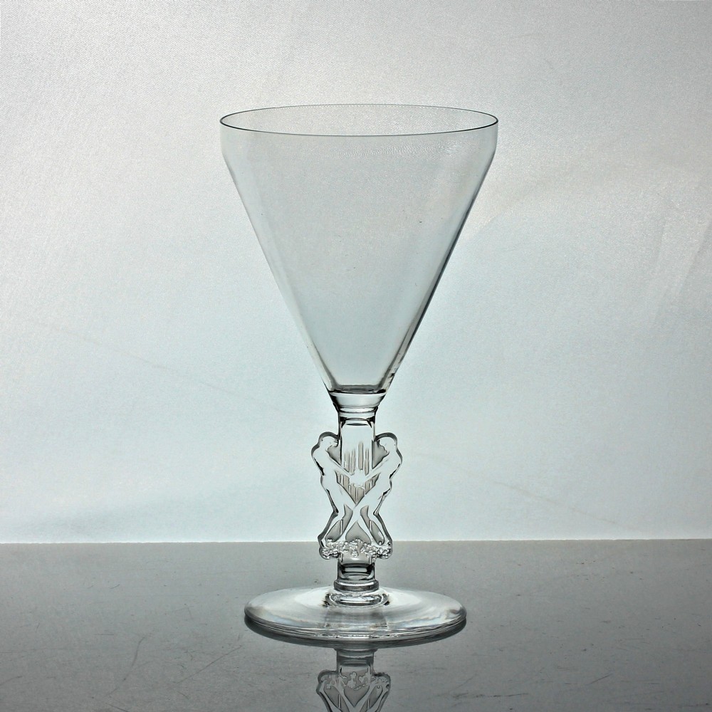 Set of six pre-war René Lalique Strasbourg wine glasses, model 5085 View II