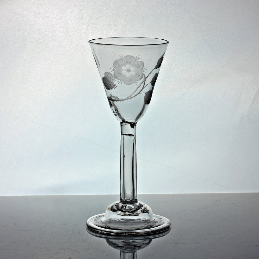 Georgian rare Jacobite hollow plain stem wine glass