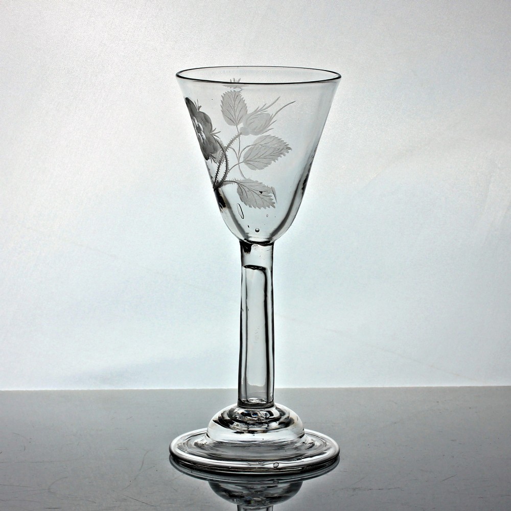 Georgian rare Jacobite hollow plain stem wine glass View II