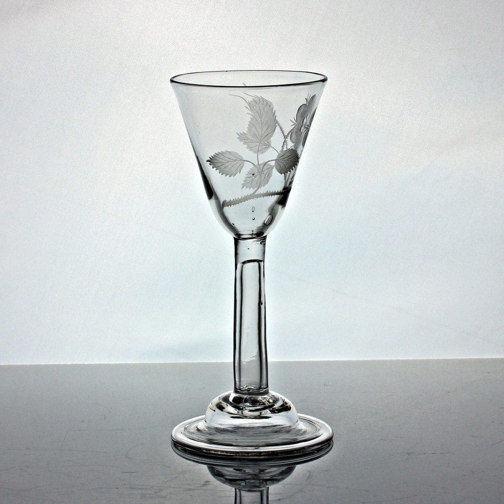 Georgian rare Jacobite hollow plain stem wine glass View III