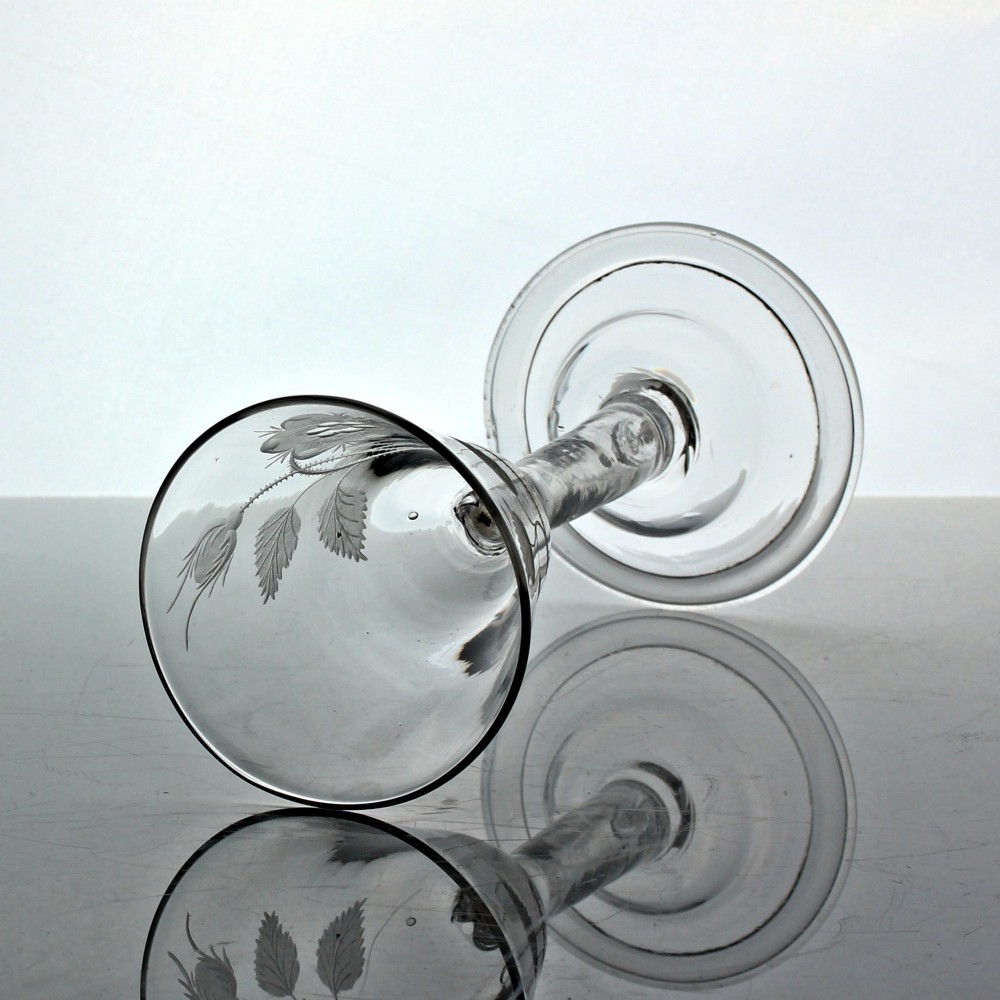 Georgian rare Jacobite hollow plain stem wine glass View IV