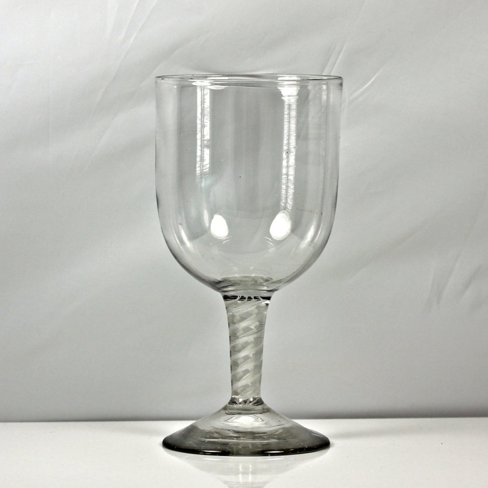 A large clear Georgian lead glass goblet featuring a double opaque twist stem and a wide flared foot. View V