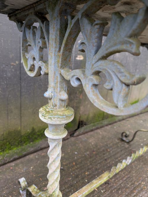 A CAST IRON MARBLE TOP CONSOLE TABLE - ADDITIONAL PHOTO 7