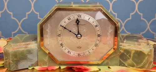 Art Deco Onyx Case Elliott Mantle Clock Time Piece