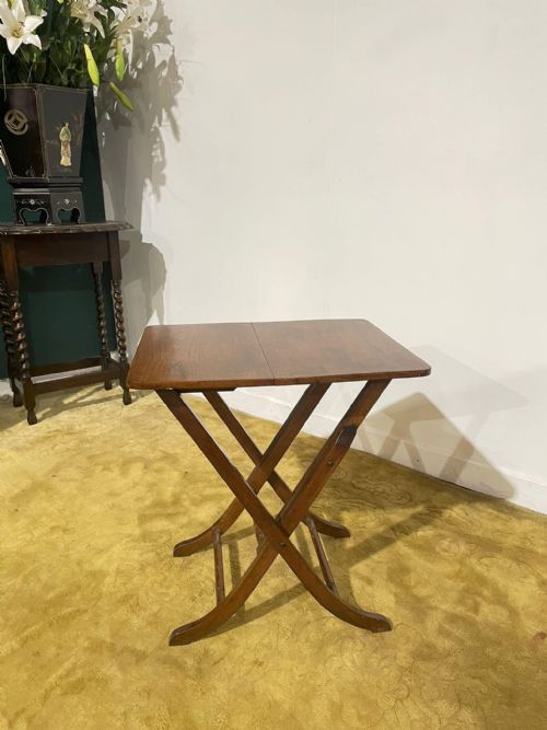 VINTAGE SMALL OAK FOLDING TABLE LABELLED THE SHARPSPUR TABLE BOURNEMOUTH - ADDITIONAL PHOTO 4