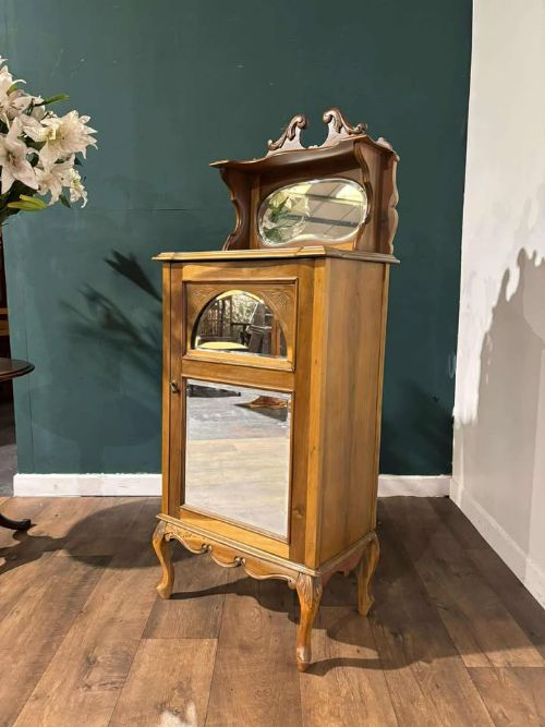 Elegant Edwardian Satinwood Music Cabinet
