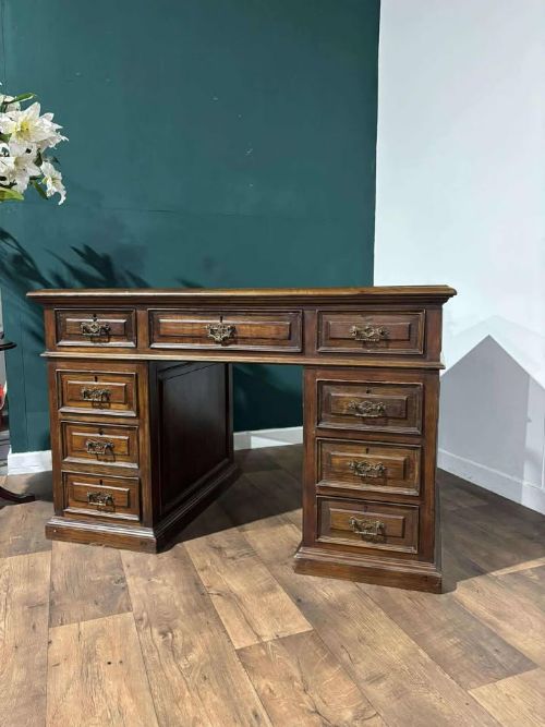 Antique Continental Oak Knee Hole Desk
