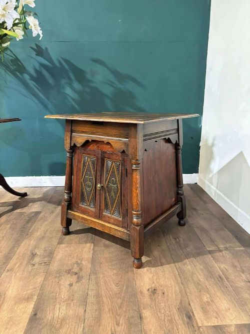 Vintage Window Table with Cupboard Below
