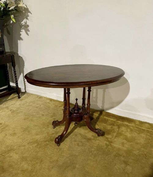 Victorian Small Inlaid Oval Burr Walnut Occasional Table