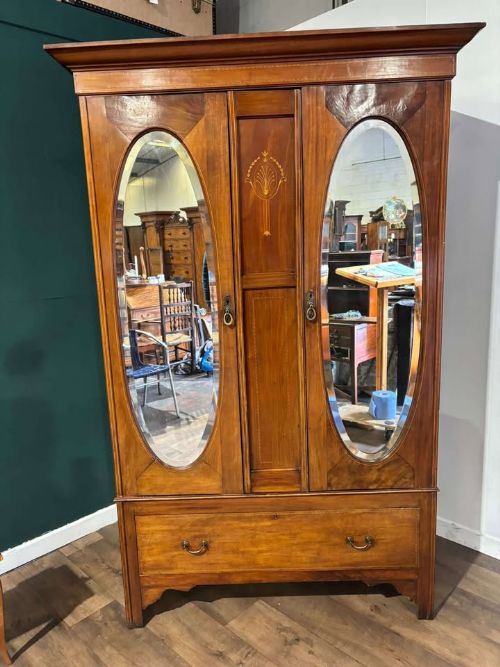 Edwardian Walnut Double Wardrobe