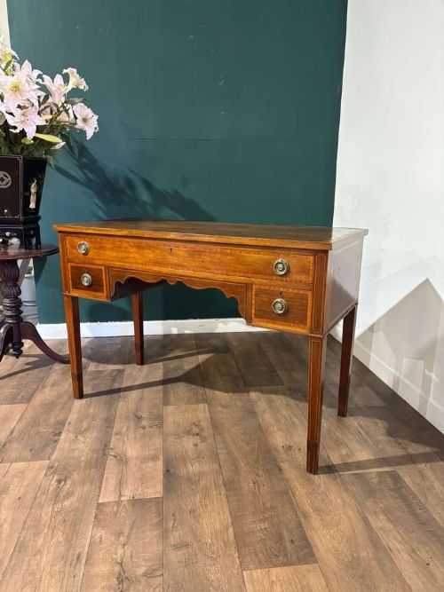 Edwardian Mahogany Cross Banded Secretaire Writing Table
