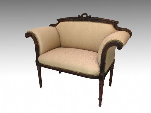 ANTIQUE VICTORIAN CARVED ROSEWOOD WINDOW SEAT SOFA - ADDITIONAL PHOTO 3