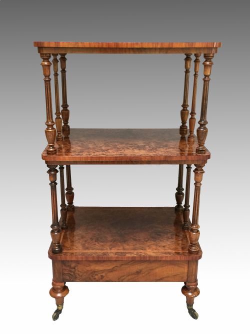 ANTIQUE VICTORIAN GILLOWS WALNUT WHATNOT WITH TULIPWOOD CROSSBANDINGS - ADDITIONAL PHOTO 2