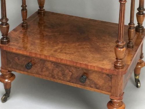 ANTIQUE VICTORIAN GILLOWS WALNUT WHATNOT WITH TULIPWOOD CROSSBANDINGS - ADDITIONAL PHOTO 5