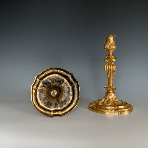 ANTIQUE FRENCH LOUIS XV STYLE ORMOLU CANDLESTICKS - ADDITIONAL PHOTO 2