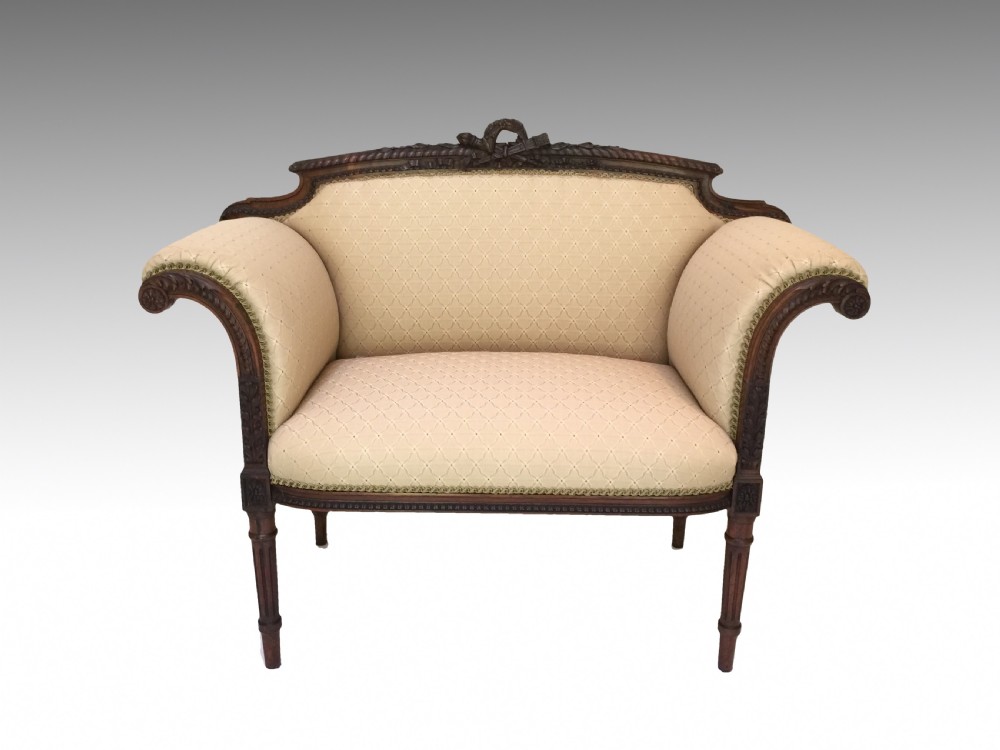 Antique Victorian Carved Rosewood Window Seat Sofa