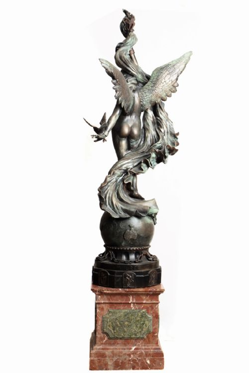 A Large Bronzed and Verdigris Plaster Statue by L Maurer Dated 1880