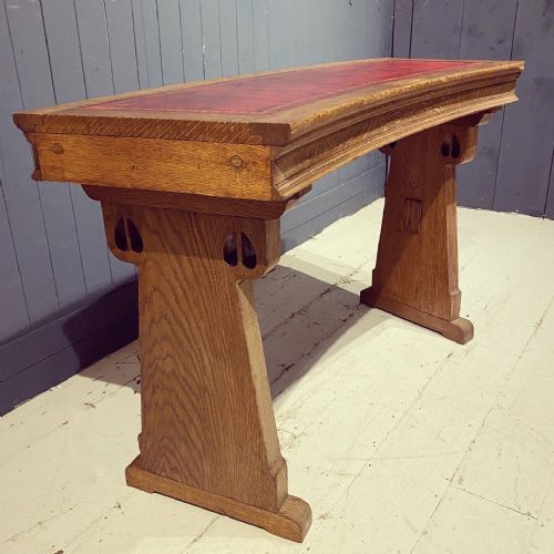 Arts and Crafts Oak Desk with Leather Top