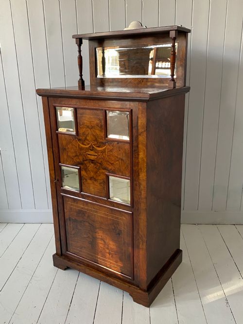 Edwardian Burr Walnut Marquetry Inlaid Cabinet