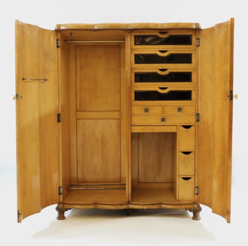 fig 1. An Art Deco Burr Walnut and Maple Bedroom Suite