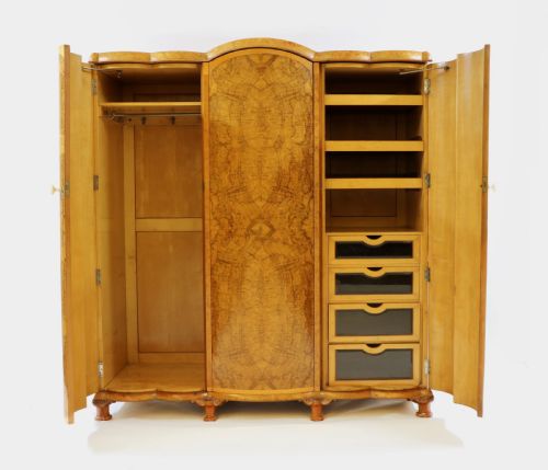 fig 2. An Art Deco Burr Walnut and Maple Bedroom Suite
