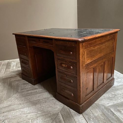 Oak Panelled Pedestal Desk Circa 1910