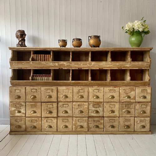 Large Bank of Shop Drawers with Storage Trough