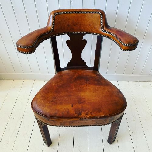 A Mahogany and Leather Library Chair