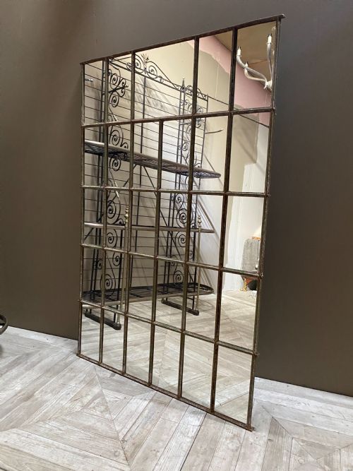 Large Steel Framed Window Mirror