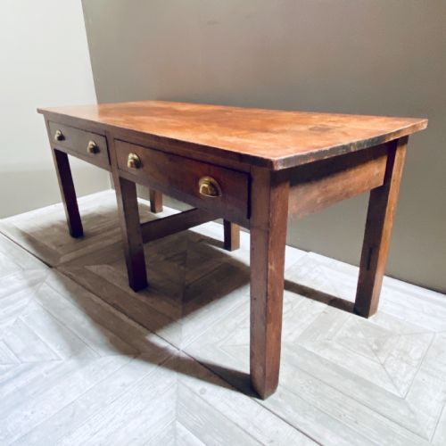 Antique Oak Two Drawer Kitchen or Hall Table