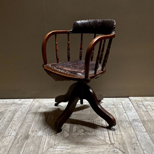 Antique Oak Reclining Desk Chair