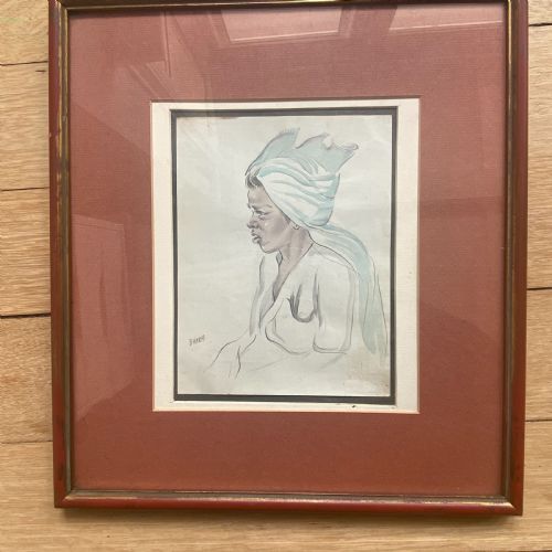FRAMED PENCIL AND WATERCOLOUR PORTRAIT OF A LADY - ADDITIONAL PHOTO 1