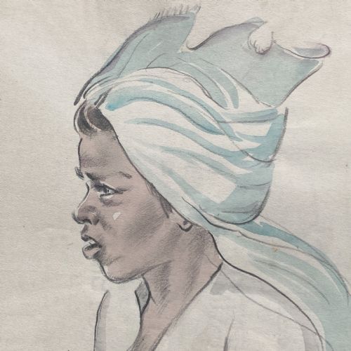 FRAMED PENCIL AND WATERCOLOUR PORTRAIT OF A LADY - ADDITIONAL PHOTO 2