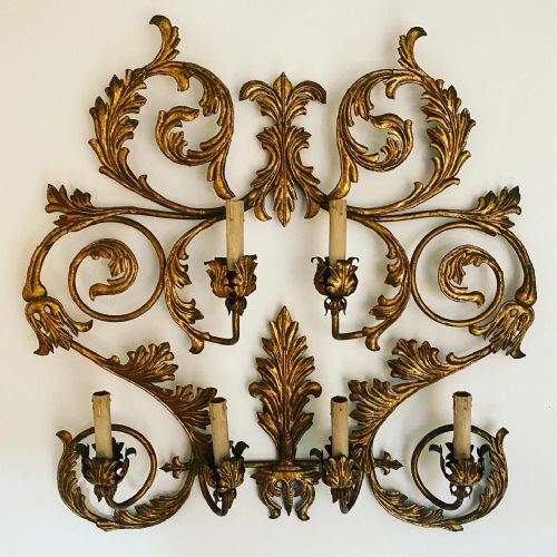 Large Scale Six Candle Toleware Wall Sconce