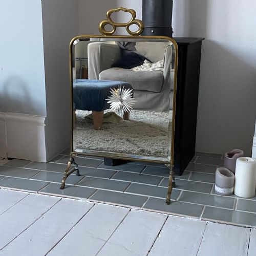 Antique Mirrored Brass Fire Screen Circa 1910/20