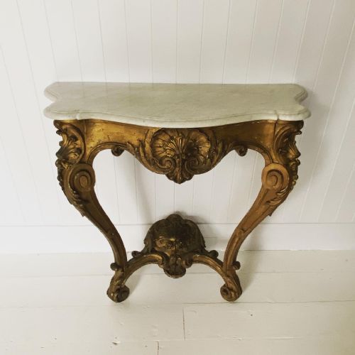 Antique Giltwood & Marble Console Table