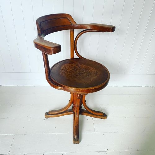 Early C20th Bentwood Swivel Desk Chair by J Kohn