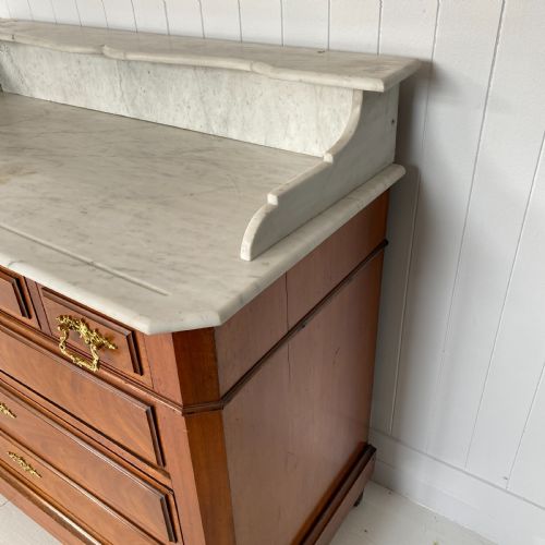 FRENCH WALNUT AND MARBLE COMMODE - ADDITIONAL PHOTO 1