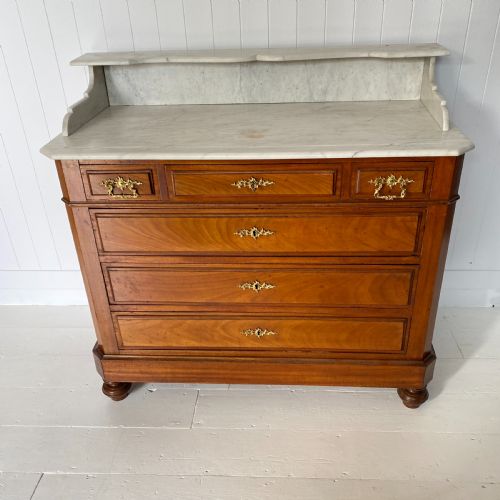 FRENCH WALNUT AND MARBLE COMMODE - ADDITIONAL PHOTO 2