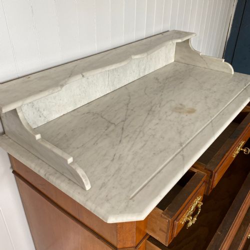 FRENCH WALNUT AND MARBLE COMMODE - ADDITIONAL PHOTO 4
