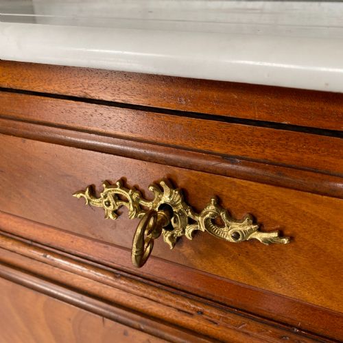 FRENCH WALNUT AND MARBLE COMMODE - ADDITIONAL PHOTO 6