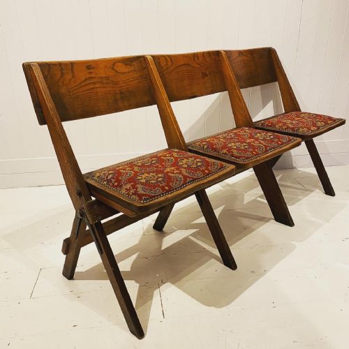 Folding Antique Rise and Fall Three Seat Bench