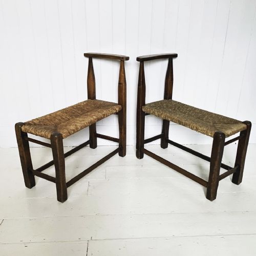 An Unusual Pair of Provincial Rush Seat Stools