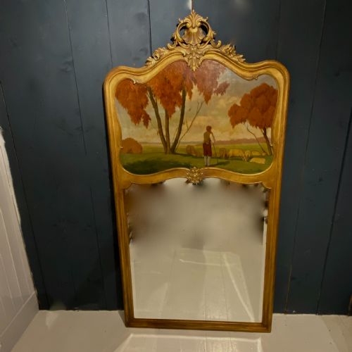 Large Trumeau Mirror with Landscape Painting