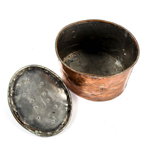 fig 1. Newlyn Arts & Crafts Copper Lidded Box Tea Caddy